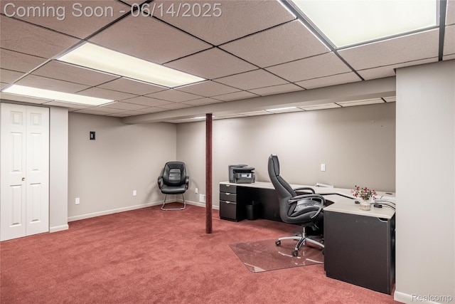 12950 Via Catherina Dr, Grand Blanc, MI 48439 - home office with carpet flooring and a drop ceiling