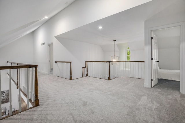 3113 Miller Rd, Ann Arbor, MI 48103 - bonus room with carpet flooring, lofted ceiling, a chandelier, and recessed lighting