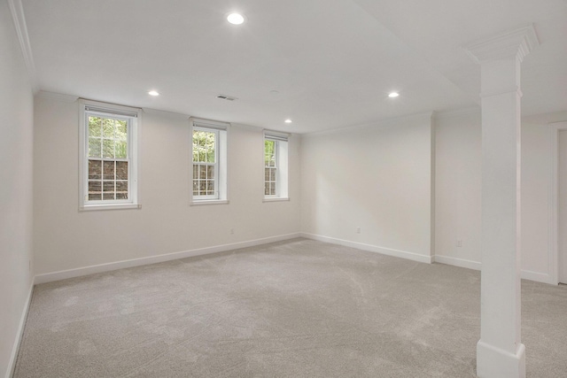 3113 Miller Rd, Ann Arbor, MI 48103 - unfurnished room with recessed lighting, light carpet, ornamental molding, and baseboards