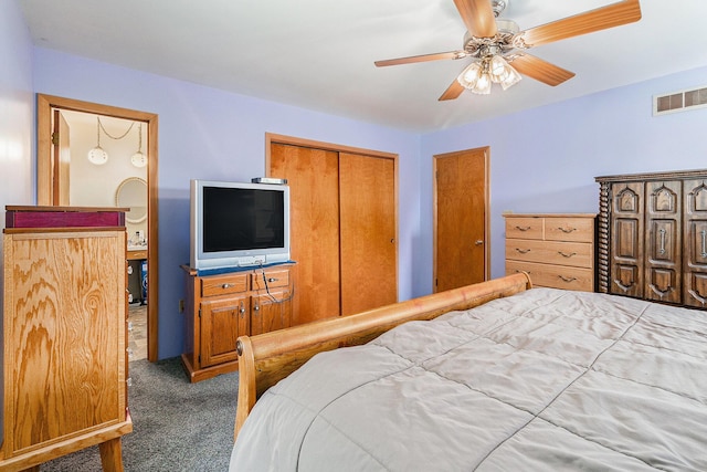 2639 Dutch Acres, Allegan, MI 49010 - carpeted bedroom featuring a ceiling fan and a closet