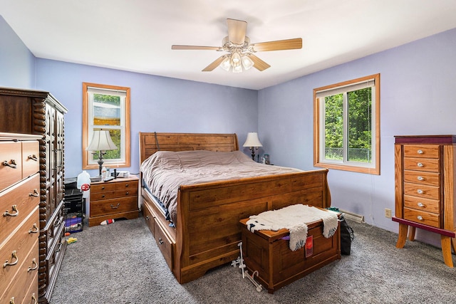 2639 Dutch Acres, Allegan, MI 49010 - bedroom featuring dark colored carpet and a ceiling fan