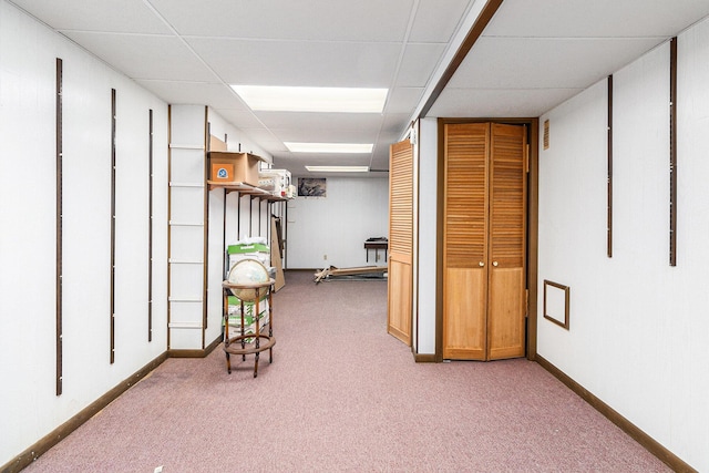 2639 Dutch Acres, Allegan, MI 49010 - hall with carpet, a paneled ceiling, and baseboards