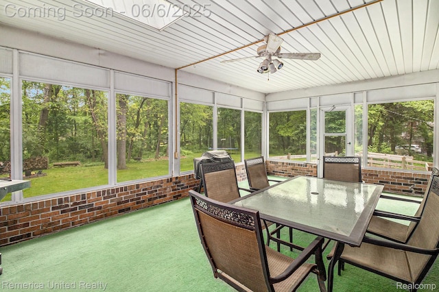 11187 Shadywood Dr, Brighton, MI 48114 - sunroom / solarium featuring ceiling fan, plenty of natural light, and outdoor dining space