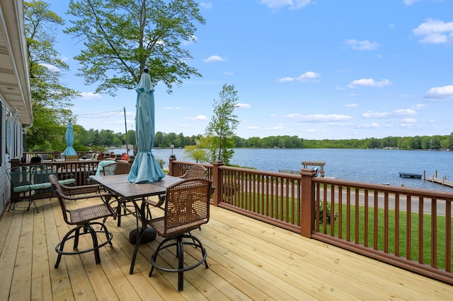 8843 Silver Lake Rd, Grand Junction, MI 49056 - wooden deck featuring a water view and outdoor dining area