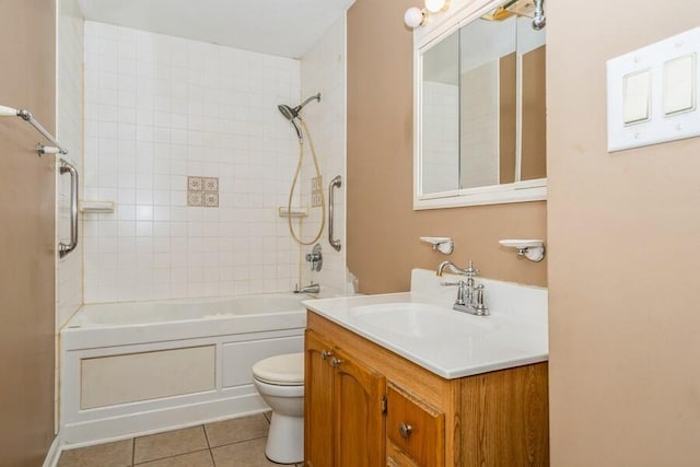 221 S Taylor St, New Buffalo, MI 49117 - bathroom with tile patterned flooring, toilet, vanity, and bathing tub / shower combination