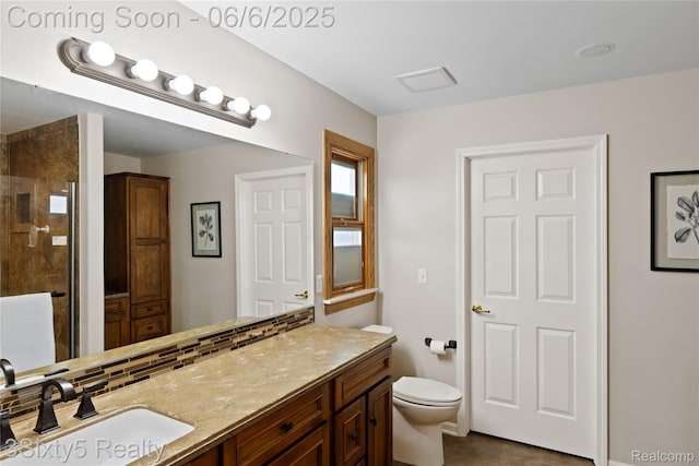 20605 Hickory St, Woodhaven, MI 48183 - full bath featuring toilet, vanity, and a shower stall