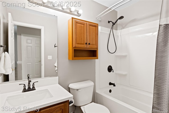 20605 Hickory St, Woodhaven, MI 48183 - bathroom featuring vanity, shower / bath combination with curtain, and toilet