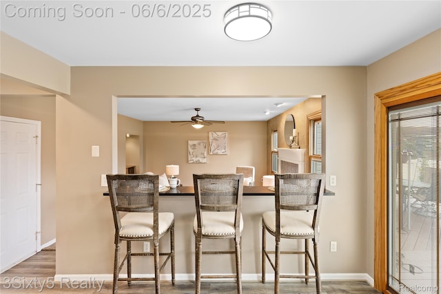 20605 Hickory St, Woodhaven, MI 48183 - dining area featuring ceiling fan and baseboards