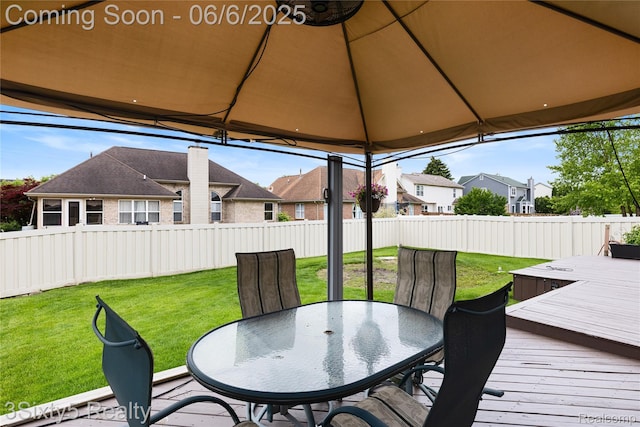 20605 Hickory St, Woodhaven, MI 48183 - wooden terrace with outdoor dining space, a residential view, and a gazebo