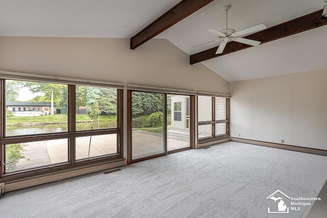 6337 Raymar St, Erie, MI 48133 - empty room with carpet floors, healthy amount of natural light, a ceiling fan, and a baseboard heating unit
