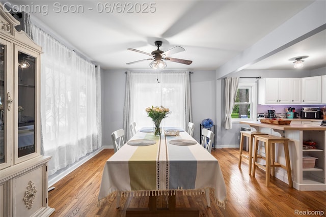 6226 Rowley Blvd, Waterford, MI 48329 - dining area with a ceiling fan, light wood-type flooring, and baseboards