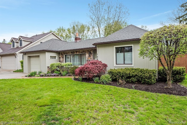 708 Mount Vernon Blvd, Royal Oak, MI 48073 - ranch-style home with an attached garage, a front yard, concrete driveway, and stone siding