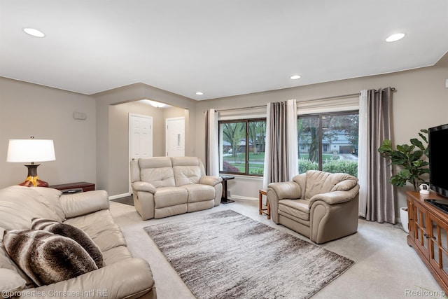708 Mount Vernon Blvd, Royal Oak, MI 48073 - living room featuring light colored carpet, recessed lighting, and baseboards