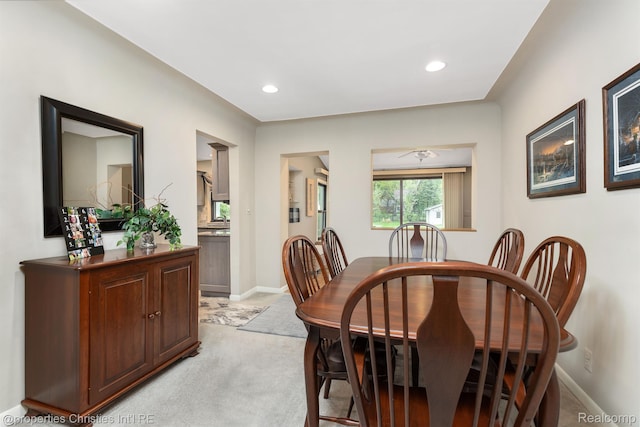 708 Mount Vernon Blvd, Royal Oak, MI 48073 - dining space featuring light carpet, baseboards, and recessed lighting
