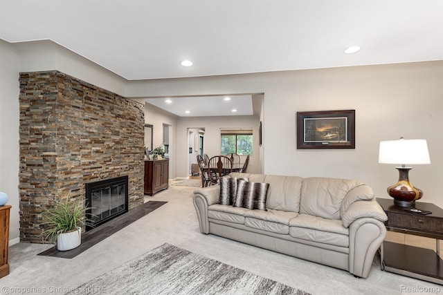 708 Mount Vernon Blvd, Royal Oak, MI 48073 - living area with carpet flooring, recessed lighting, and a fireplace