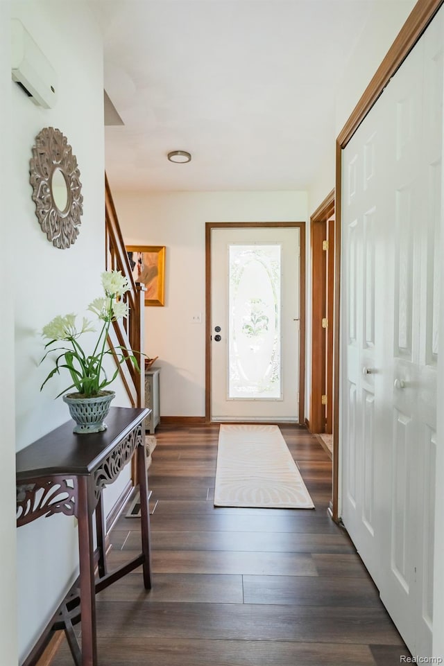 1755 Country View Dr, Okemos, MI 48864 - foyer featuring dark wood-style flooring, baseboards, and stairs
