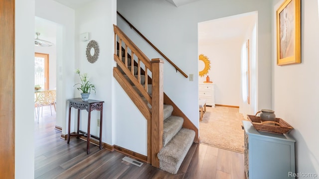 1755 Country View Dr, Okemos, MI 48864 - stairway featuring wood finished floors