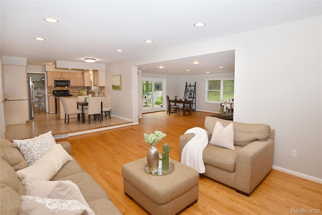 6835 Limerick Ln, Troy, MI 48098 - living room featuring recessed lighting, light wood finished floors, and baseboards