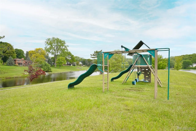 6835 Limerick Ln, Troy, MI 48098 - communal playground featuring a lawn and a water view