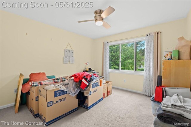 5182 Shady Creek Dr, Troy, MI 48085 - bedroom with carpet floors, baseboards, and a ceiling fan
