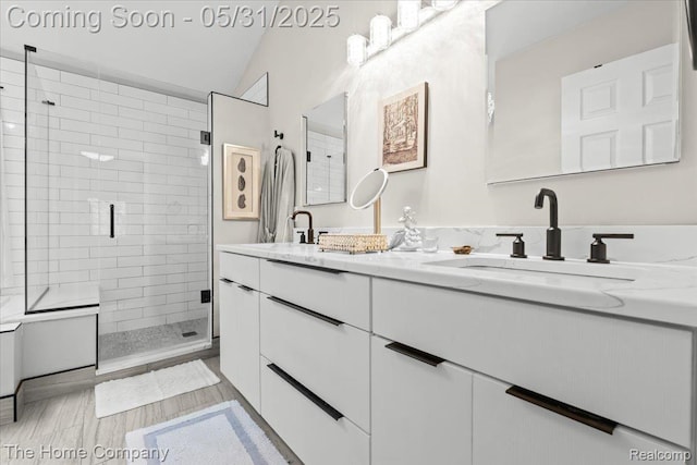 5182 Shady Creek Dr, Troy, MI 48085 - bathroom with double vanity and a stall shower