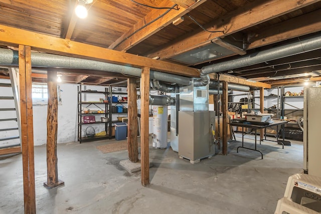 547 Pershing Ave, Jackson, MI 49203 - unfinished basement featuring gas water heater and heating unit