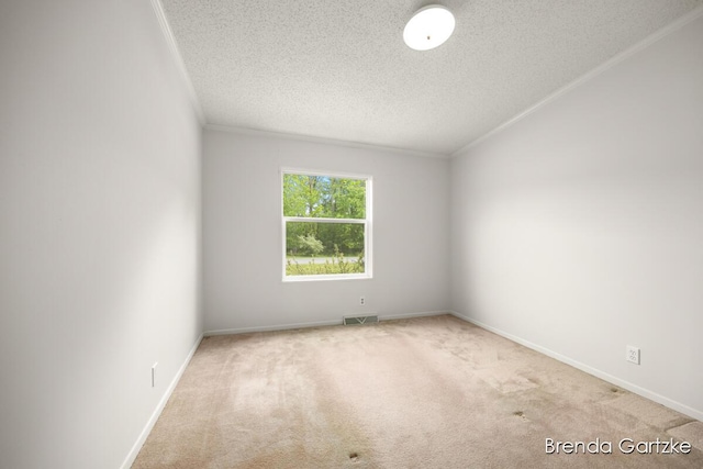 17055 Blackfoot Trl, Howard City, MI 49329 - unfurnished room featuring a textured ceiling, carpet, ornamental molding, and baseboards