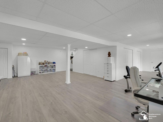 11963 Egan Hwy, Brooklyn, MI 49230 - office with a drop ceiling, wood finished floors, and recessed lighting