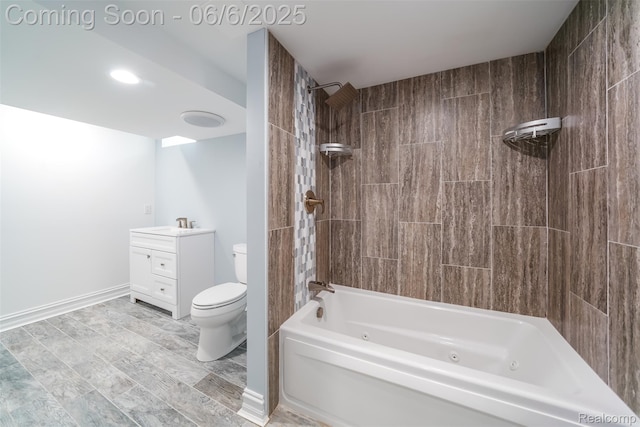 42105 Dorchester Ct, Clinton Township, MI 48038 - bathroom with toilet, vanity, and a combined bath / shower with jetted tub