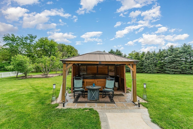 424 Gale Ct, Ithaca, MI 48847 - view of patio featuring a gazebo and a hot tub