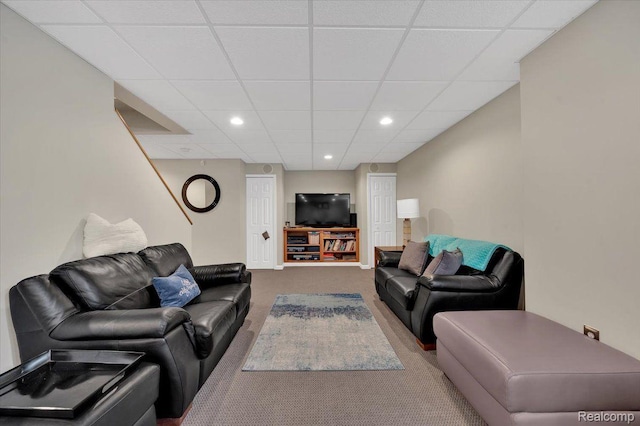 61381 Miriam Dr, Washington, MI 48094 - carpeted living area with a drop ceiling and recessed lighting