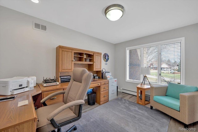 61381 Miriam Dr, Washington, MI 48094 - home office with wood finished floors and a baseboard radiator