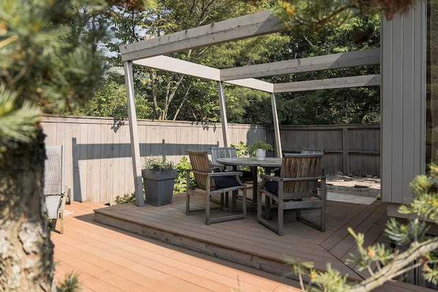 35 Fultonwood Dr SE, Grand Rapids, MI 49503 - wooden deck featuring a fenced backyard and outdoor dining space