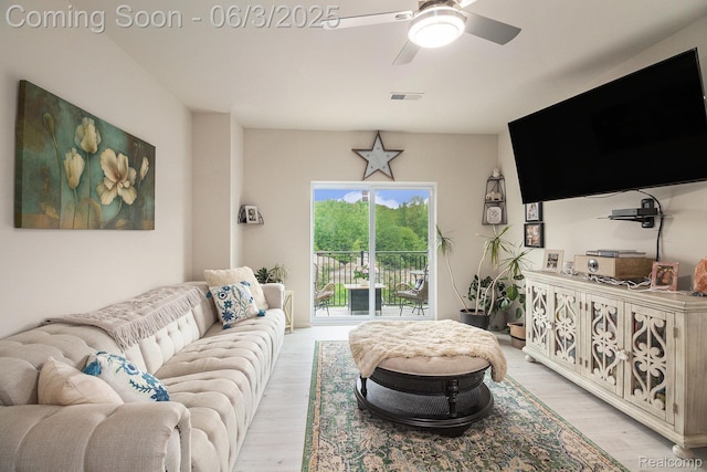 9777 Ridge Run St Unit 67, Howell, MI 48855 - living room with light wood-type flooring and ceiling fan