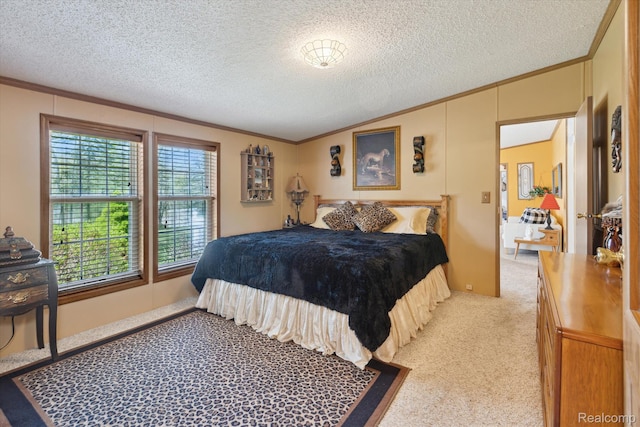 4952 Davison Rd, Lapeer, MI 48446 - bedroom with ornamental molding, light carpet, and a textured ceiling