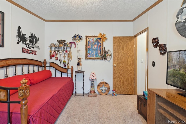 4952 Davison Rd, Lapeer, MI 48446 - bedroom featuring crown molding, a textured ceiling, and carpet