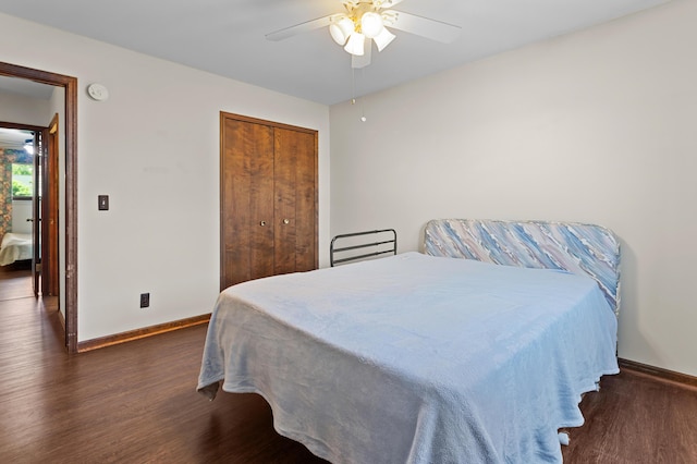 3244 Dearborn St, Wayne, MI 48184 - bedroom featuring wood finished floors, baseboards, ceiling fan, and a closet