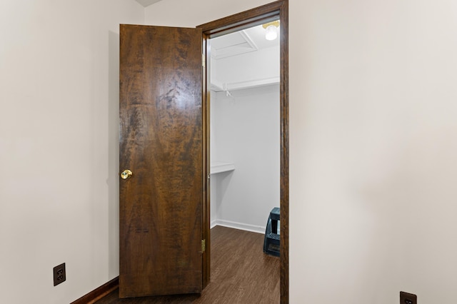 3244 Dearborn St, Wayne, MI 48184 - corridor featuring dark wood-type flooring and baseboards