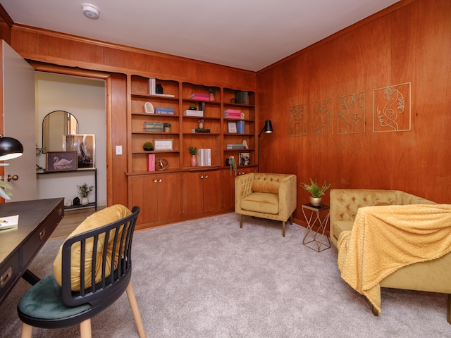 906 Wilshire Blvd, Kalamazoo, MI 49008 - carpeted office with wooden walls, built in features, and ornamental molding