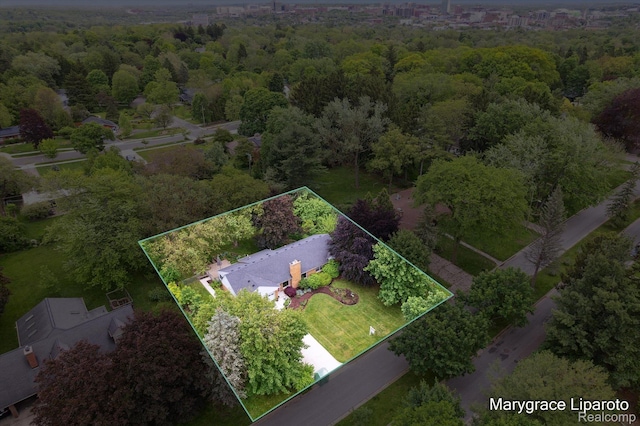 1220 Minglewood Way, Ann Arbor, MI 48103 - aerial overview of property's location featuring property parcel outlined and a heavily wooded area