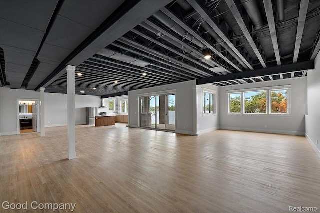 1760 Hamilton Dr, Bloomfield Hills, MI 48302 - unfurnished living room featuring baseboards and light wood-style flooring
