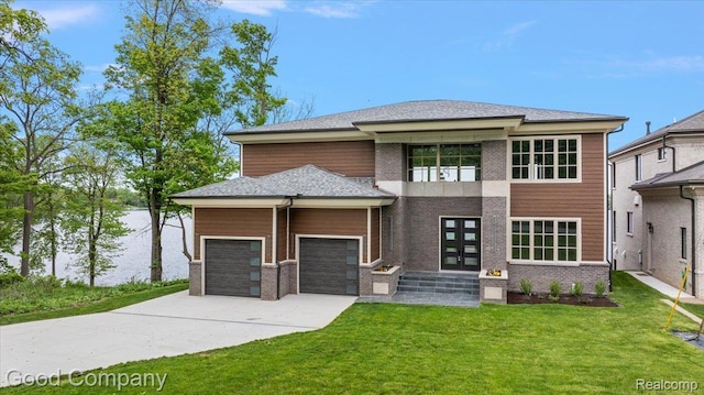 1760 Hamilton Dr, Bloomfield Hills, MI 48302 - view of front of property featuring a garage, driveway, a front yard, and brick siding