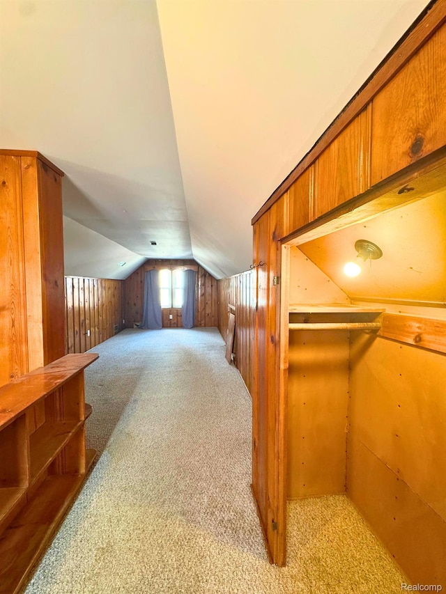 14070 Nadine St, Oak Park, MI 48237 - bonus room featuring lofted ceiling, wooden walls, and carpet