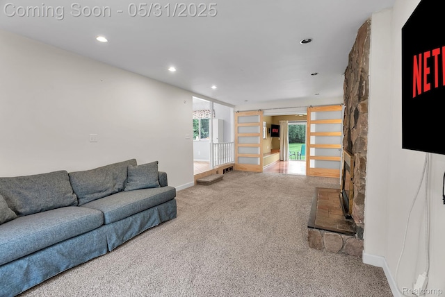 2408 Otter St, Warren, MI 48092 - living room featuring carpet flooring, recessed lighting, and baseboards