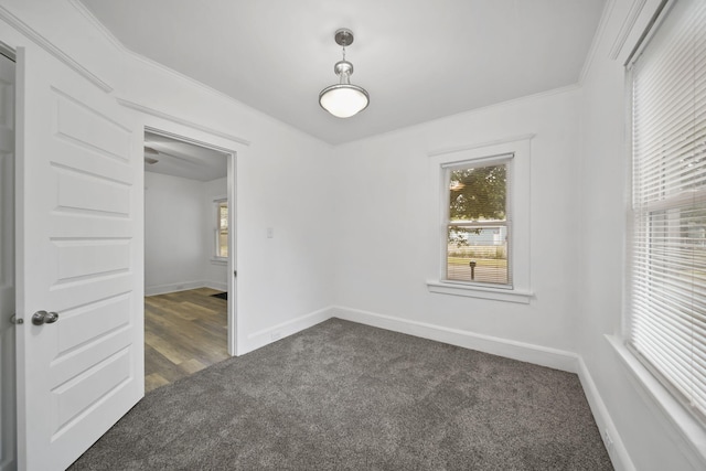 130 N Horton St, Jackson, MI 49202 - unfurnished room with dark carpet, baseboards, and crown molding