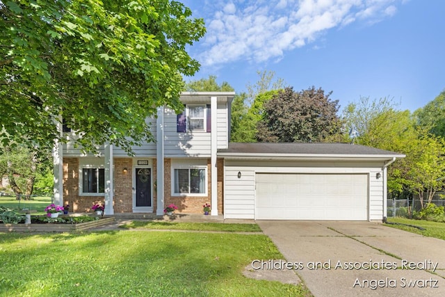 1328 S Montgomery St, Hastings, MI 49058 - view of front of home featuring an attached garage, concrete driveway, and brick siding