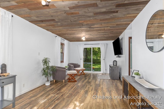 1328 S Montgomery St, Hastings, MI 49058 - sitting room with wood ceiling, wood finished floors, and baseboards
