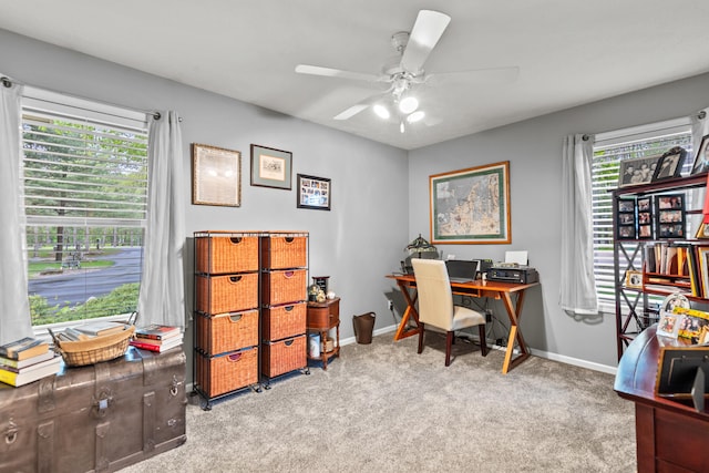 9228 Main St, Canadian Lakes, MI 49346 - carpeted office space with ceiling fan and baseboards