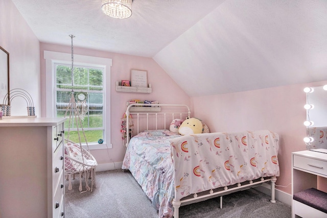 13860 Rolling Creek Dr, Lowell, MI 49331 - bedroom featuring carpet flooring, baseboards, and vaulted ceiling
