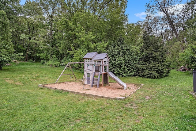 13860 Rolling Creek Dr, Lowell, MI 49331 - view of play area with a lawn